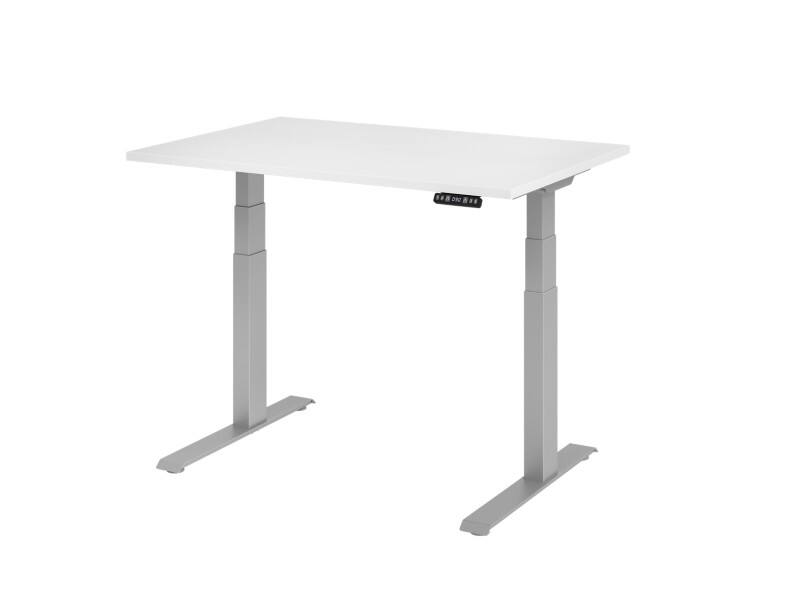 Bureau assis-debout Hammerbacher VXDKB Hauteur ajustable électriquement Blanc C-Pied 1200 (L) x 800 (P) x 1290 (H) mm Acier, Aggloméré