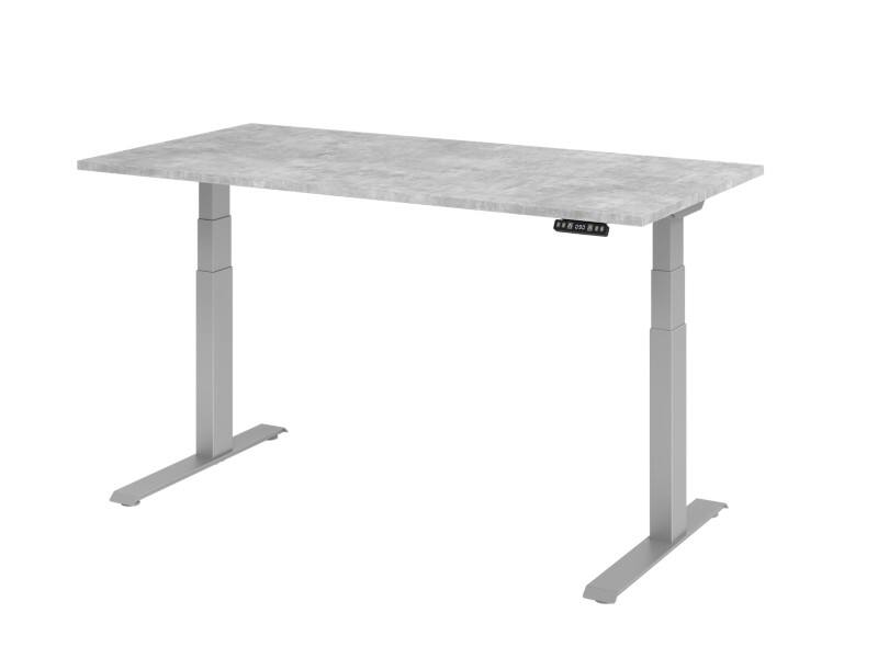 Bureau assis-debout Hammerbacher VXDKB Hauteur ajustable électriquement Gris C-Pied 1600 (L) x 800 (P) x 1290 (H) mm Acier, Aggloméré