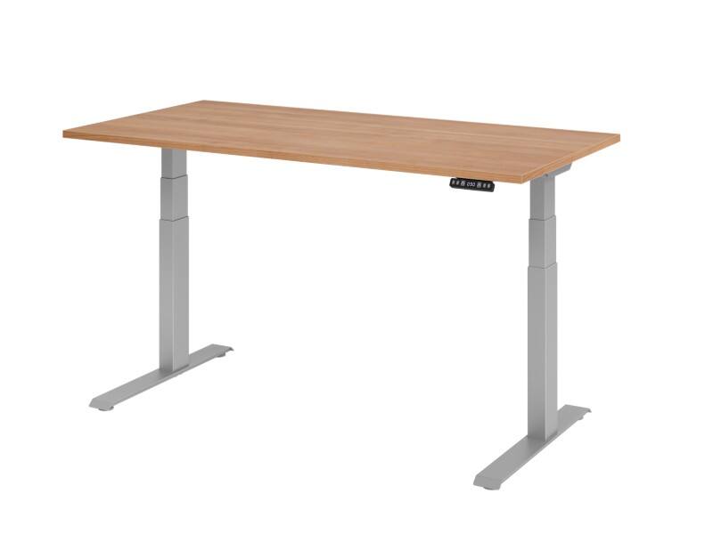 Bureau assis-debout Hammerbacher VXDKB Hauteur ajustable électriquement Noyer C-Pied 1600 (L) x 800 (P) x 1290 (H) mm Acier, Aggloméré