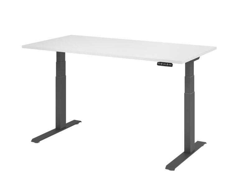 Bureau assis-debout Hammerbacher VXDKB Hauteur ajustable électriquement Blanc C-Pied 1600 (L) x 800 (P) x 1290 (H) mm Acier, Aggloméré