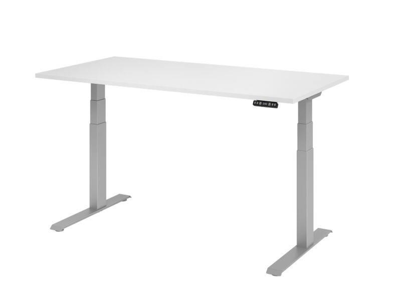 Bureau assis-debout Hammerbacher VXDKB Hauteur ajustable électriquement Blanc C-Pied 1600 (L) x 800 (P) x 1290 (H) mm Acier, Aggloméré