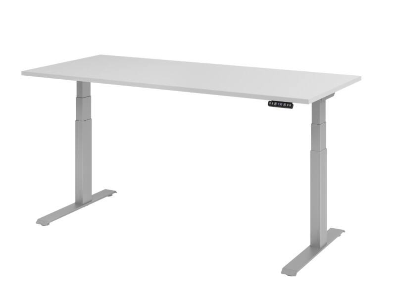 Bureau assis-debout Hammerbacher VXDKB Hauteur ajustable électriquement Gris C-Pied 1800 (L) x 800 (P) x 1290 (H) mm Acier, Aggloméré