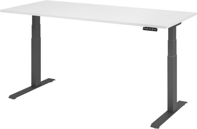 Bureau assis-debout Hammerbacher VXDKB Hauteur ajustable électriquement Blanc C-Pied 1800 (L) x 800 (P) x 1290 (H) mm Acier, Aggloméré
