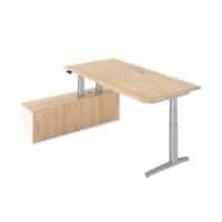 Hammerbacher VXBHM Zit-sta-bureau Eiken C-Voet 2.000 (B) x 1.000 (D) x 1.290 (H) mm Spaanplaat, Staal, Aluminium