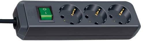 Multiprise brennenstuhl 1152300015 Eco-Line 3 prises type F 1,5 m Avec interrupteur Noir