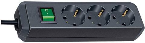 brennenstuhl 1152900 Eco-Line Stekkerdoos 3 Type F Stopcontacten 5 m Met schakelaar Zwart