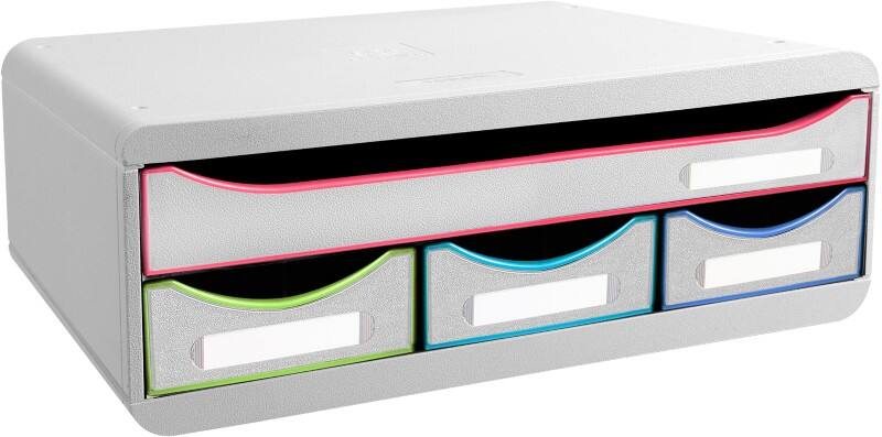 Module à tiroirs Exacompta Black office Plastique Arlequin, blanc 4 Tiroirs 35,5 x 27 x 13,5 cm