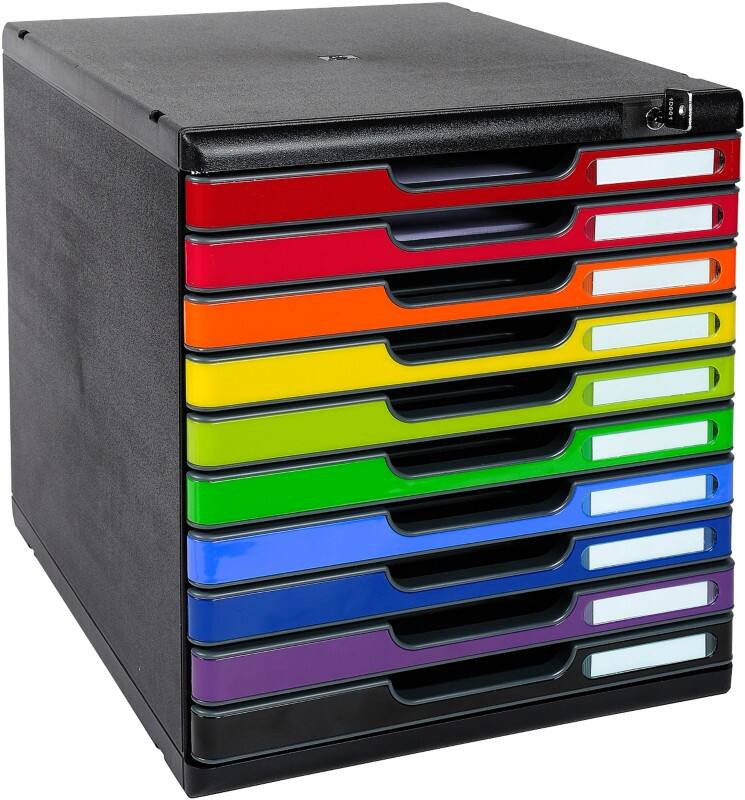 Module à tiroirs Exacompta Iderama Plastique Arlequin brillant 10 Tiroirs 28,8 x 35 x 32 cm A4+