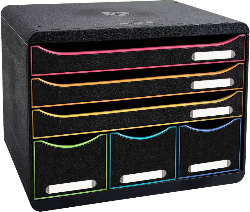 Module à tiroirs Exacompta Black office Plastique Arlequin, noir 6 Tiroirs 35,5 x 27 x 27,1 cm