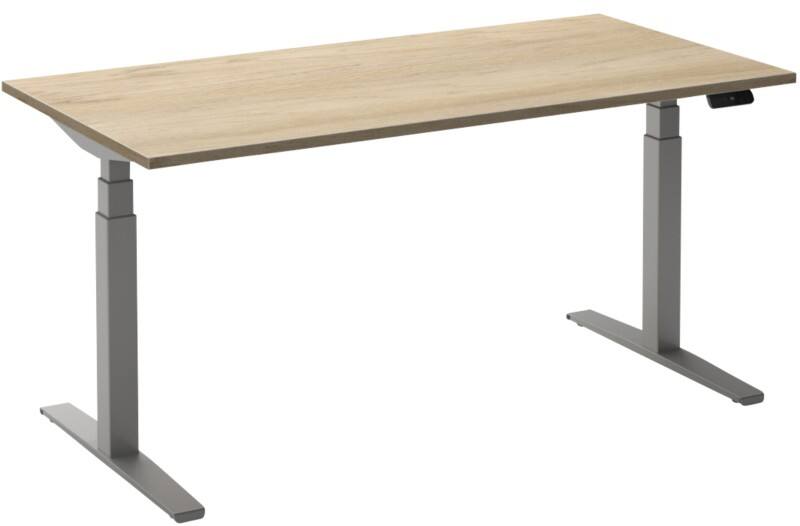 Ceha Adjust 2 Plus Elektrisch hoogteverstelbaar Zit-sta-bureau Rechthoekig Wit Eiken T-Voet 1,800 (B) x 900 (D) x 1,300 (H) mm Melamine, metaal