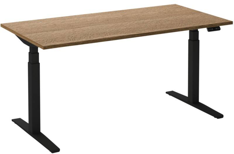 Bureau assis-debout Ceha Adjust 2 Plus Rectangulaire Tabac Chêne T-Pied 2000 (L) x 800 (P) x 1300 (H) mm Mélamine, Métal