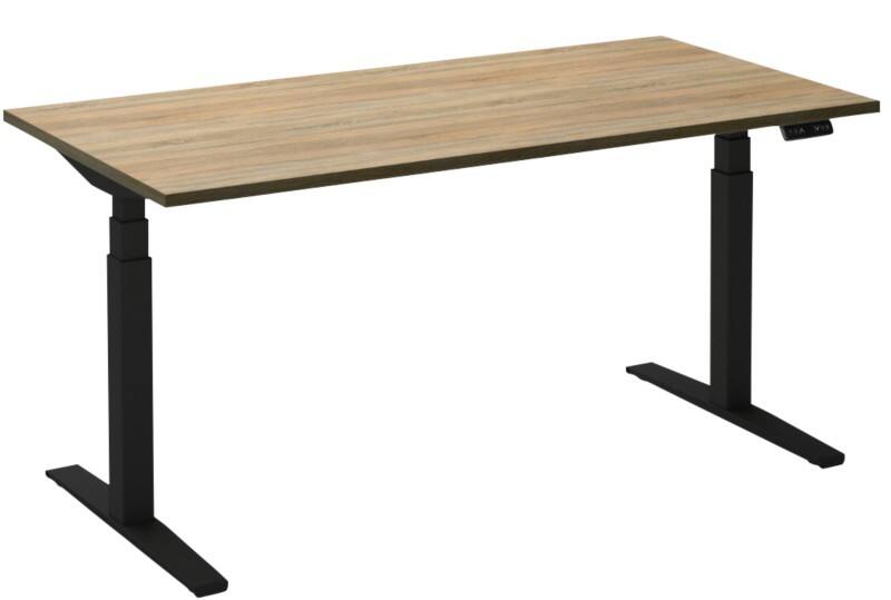 Bureau assis-debout Ceha Adjust 2 Plus Rectangulaire Chêne T-Pied 1200 (L) x 800 (P) x 1300 (H) mm Mélamine, Métal