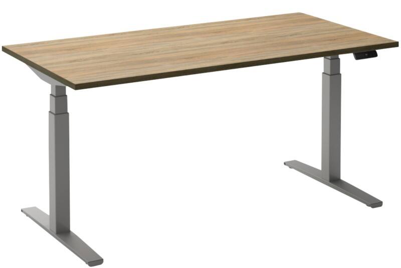 Bureau assis-debout Ceha Adjust 2 Plus Rectangulaire Chêne T-Pied 1400 (L) x 800 (P) x 1300 (H) mm Mélamine, Métal