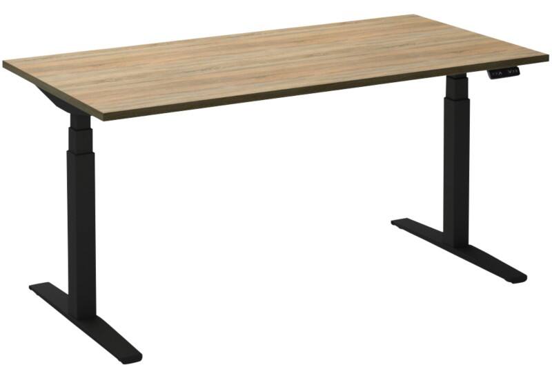 Ceha Adjust 2 Plus Elektrisch hoogteverstelbaar Zit-sta-bureau Rechthoekig Eiken T-Voet 1,600 (B) x 800 (D) x 1,300 (H) mm Melamine, metaal