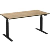 Bureau assis-debout Ceha Rectangulaire Hauteur ajustable électriquement Interrupteur normal haut/bas Finition robson Mélamine, métal Noir 1600 x 800 x 1300 mm