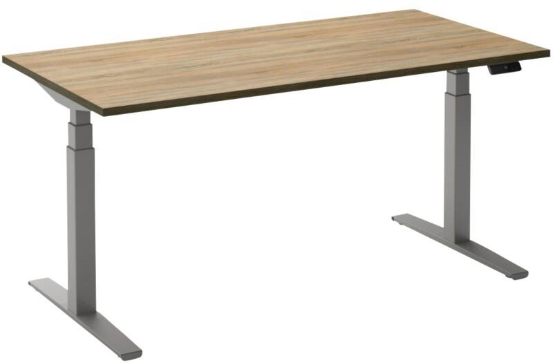 Ceha Adjust 2 Plus Elektrisch hoogteverstelbaar Zit-sta-bureau Rechthoekig Eiken T-Voet 1,600 (B) x 800 (D) x 1,300 (H) mm Melamine, metaal