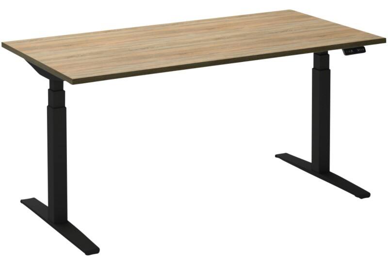 Bureau assis-debout Ceha Adjust 2 Plus Rectangulaire Chêne T-Pied 1800 (L) x 900 (P) x 1300 (H) mm Mélamine, Métal