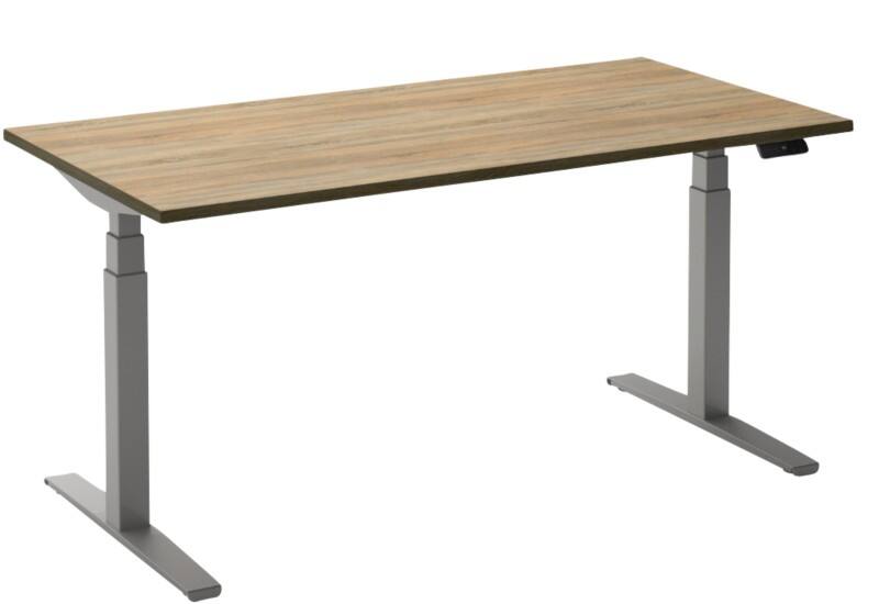 Bureau assis-debout Ceha Adjust 2 Plus Rectangulaire Chêne T-Pied 1800 (L) x 900 (P) x 1300 (H) mm Mélamine, Métal