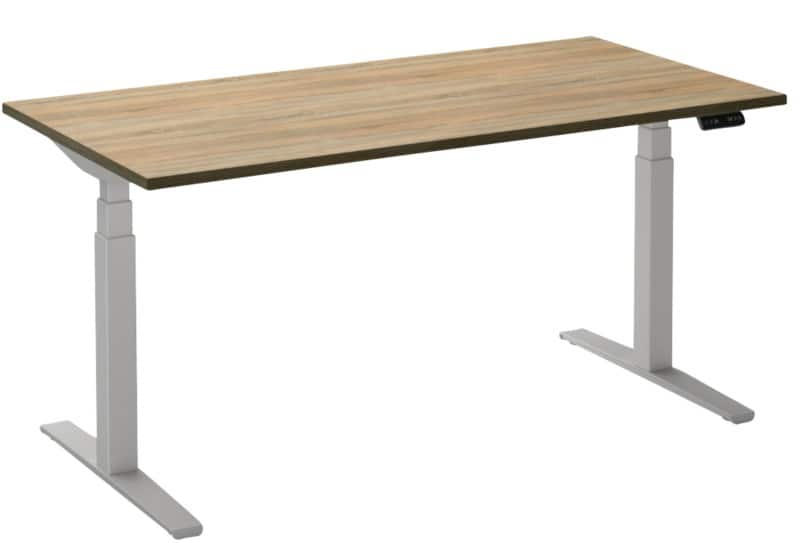 Bureau assis-debout Ceha Adjust 2 Plus Rectangulaire Chêne T-Pied 1800 (L) x 900 (P) x 1300 (H) mm Mélamine, Métal