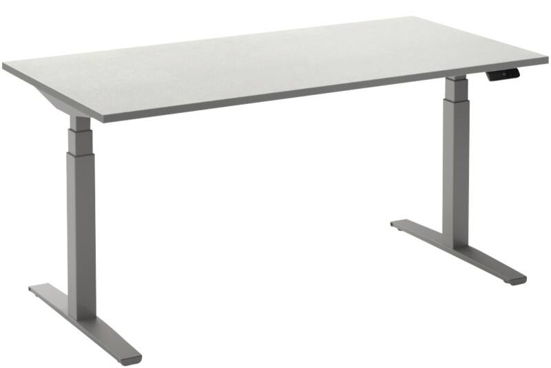 Bureau assis-debout Ceha Adjust 2 Plus Rectangulaire Blanc T-Pied 1200 (L) x 800 (P) x 1300 (H) mm Mélamine, Métal