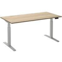 Bureau assis-debout Ceha Rectangulaire Hauteur ajustable électriquement Interrupteur normal haut/bas Finition chêne blanc rustique Mélamine, métal Blanc 1200 x 800 x 1300 mm