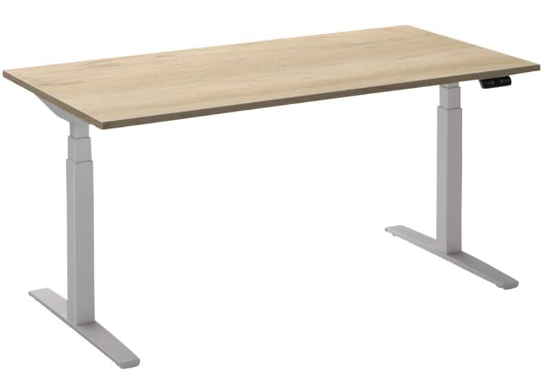 Ceha Adjust 2 Plus Elektrisch hoogteverstelbaar Zit-sta-bureau Rechthoekig Wit Eiken T-Voet 1,400 (B) x 800 (D) x 1,300 (H) mm Melamine, metaal