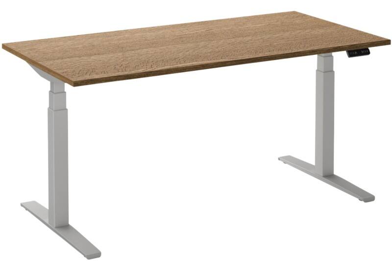 Bureau assis-debout Ceha Adjust 2 Plus Rectangulaire Tabac Chêne T-Pied 1800 (L) x 800 (P) x 1300 (H) mm Mélamine, Métal