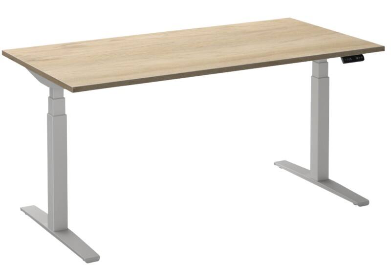 Bureau assis-debout Ceha Adjust 2 Plus Rectangulaire Blanc Chêne T-Pied 1800 (L) x 800 (P) x 1300 (H) mm Mélamine, Métal