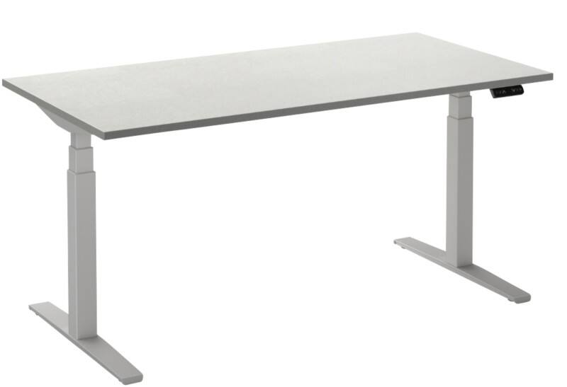 Bureau assis-debout Ceha Adjust 2 Plus Rectangulaire Blanc T-Pied 1800 (L) x 800 (P) x 1300 (H) mm Mélamine, Métal