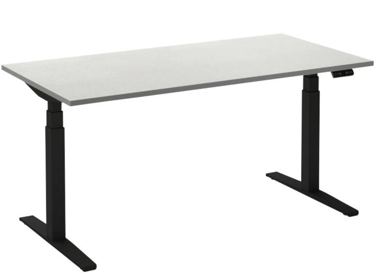 Bureau assis-debout Ceha Adjust 2 Plus Rectangulaire Blanc T-Pied 1800 (L) x 900 (P) x 1300 (H) mm Mélamine, Métal