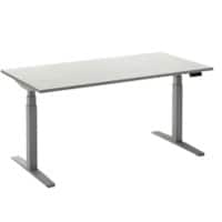 Ceha Rechthoekig Zit-sta-bureau Elektronisch In hoogte verstelbaar Zilver Wit Melamine, metaal 1.800 x 900 x 1.300 mm Normale hoog-laag-schakelaar