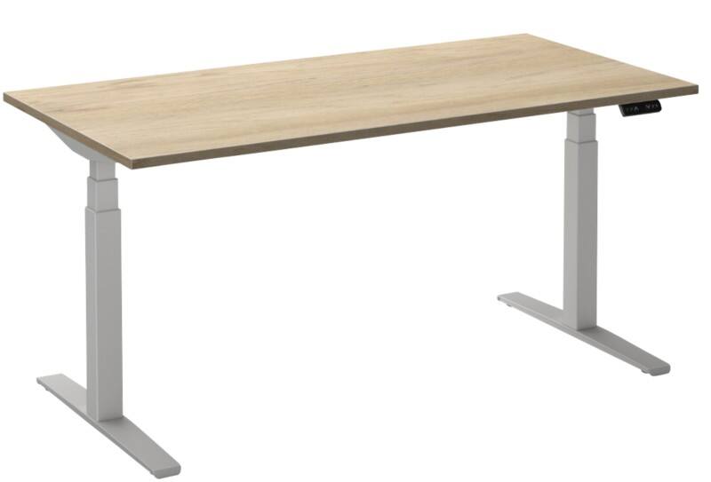 Bureau assis-debout Ceha Adjust 2 Plus Rectangulaire Blanc Chêne T-Pied 1800 (L) x 900 (P) x 1300 (H) mm Mélamine, Métal
