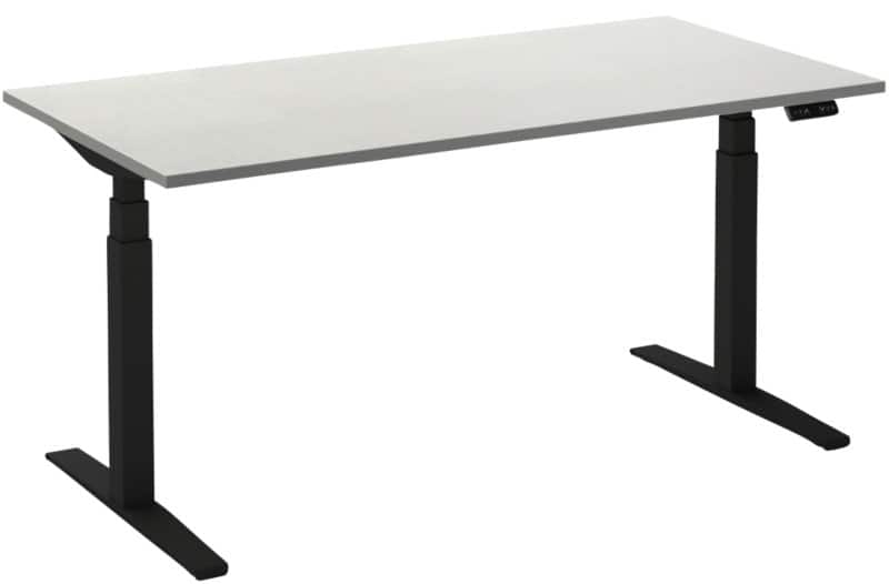 Bureau assis-debout Ceha Adjust 2 Plus Rectangulaire Blanc T-Pied 1400 (L) x 800 (P) x 1300 (H) mm Mélamine, Métal