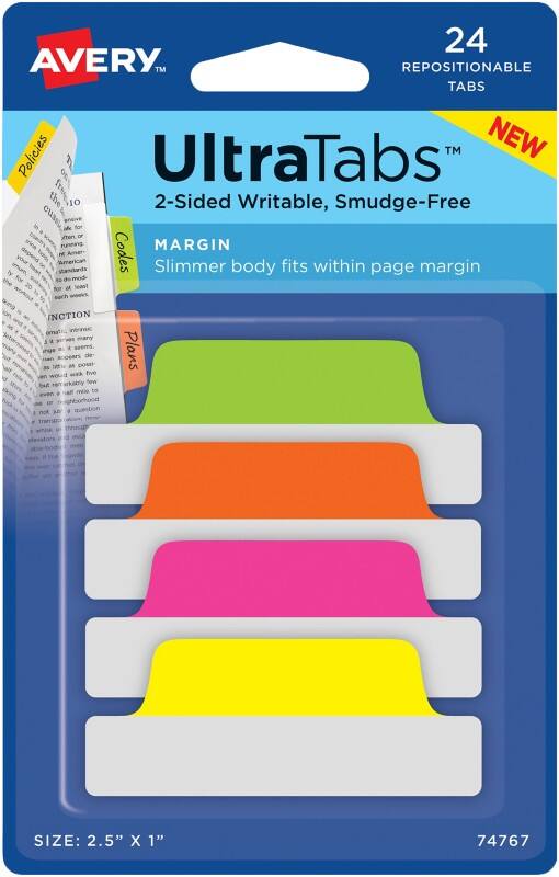 Marque-pages Avery 1,2 x 6,4 x 2,5 cm Assortiment 74767 24 unités