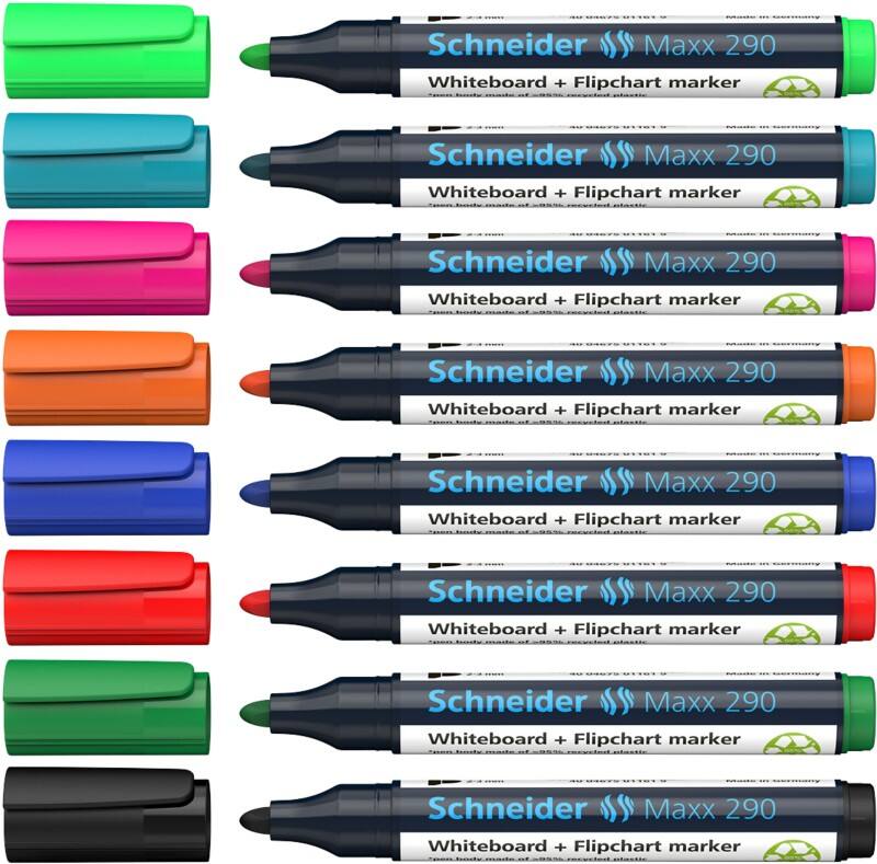 Schneider Maxx 290 96082000 Whiteboard-marker Kleurenassortiment Breed Viltstift 2 - 3 mm 8 Stuks