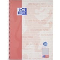 OXFORD Schrijfblok A4+ Geruit Spiraalbinding Geplastificeerd karton Rood Geperforeerd Recycled 160 Pagina's