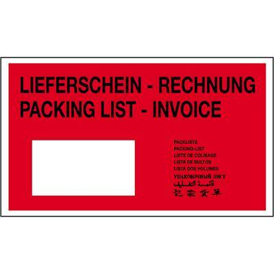 RAJA zelfklevende paklijstenveloppen DL PE (polyetheen), siliconepapier transparant, rood 11,5 (B) x 22,5 (H) cm 250 stuks