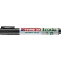 Marqueur permanent edding EcoLine 22 Large Biseautée Noir Rechargeable Résistant à l'eau