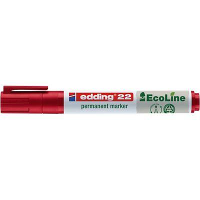 Marqueur permanent edding EcoLine 22 Large Biseautée Rouge Rechargeable Résistant à l'eau