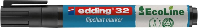 Marqueur pour chevalet edding EcoLine 32 Pointe moyenne biseautée Noir Rechargeable Résistant à l'eau