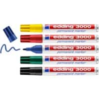 edding Permanent marker e-3000 Medium Rond Blauw, geel, groen, rood, zwart