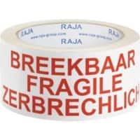 RAJA Waarschuwingstape UV Resistant Wit, Rood 50 mm (B) x 66 m (L) PP (Polypropeen) Gerecycled 70% 6 Stuks