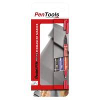 Pentel N75W Permanent marker Extra fijn Ronde punt 0,3 mm - 1,2 mm Blauw, rood , zwart Niet navulbaar Pak van 3