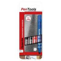 Marqueur permanent Pentel N60 Pointe biseautée Moyenne 1,5- 7 mm Bleu, Noir, Rouge Non rechargeable 4 unités