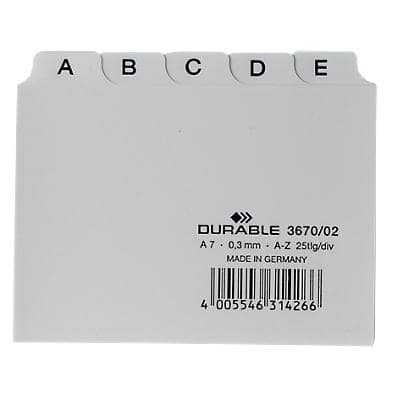 Fiches index alphabétique DURABLE A-Z Blanc 10,5 x 7,4 cm 25 Unités