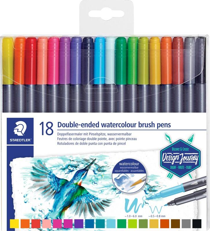 Feutres pinceau STAEDTLER Aquarelle - Assortiment 18 Unités