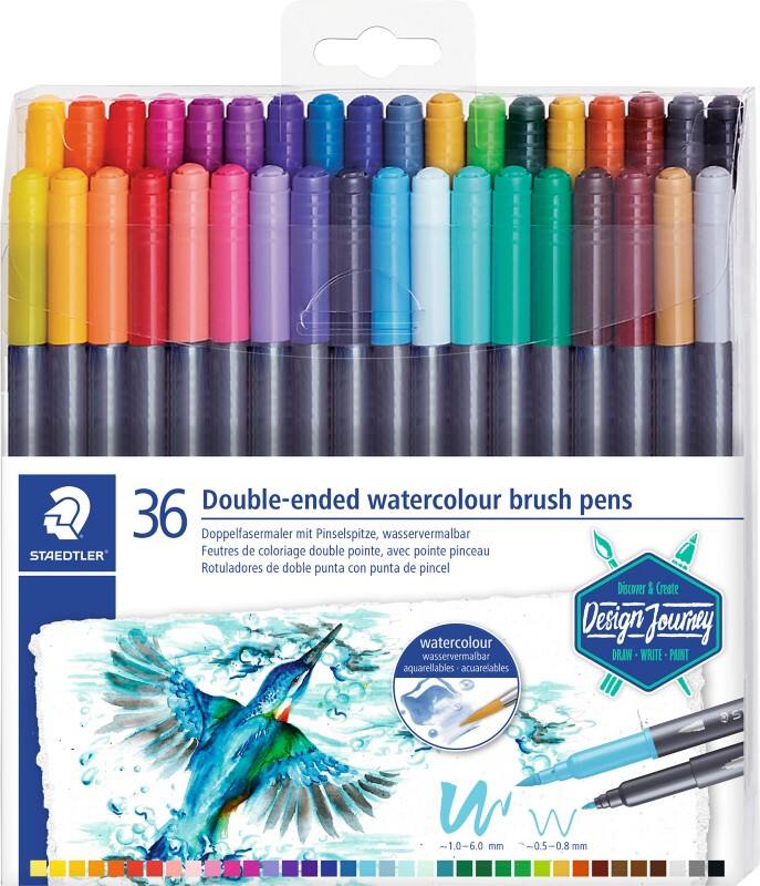 Feutres pinceau STAEDTLER Aquarelle - Assortiment 36 Unités