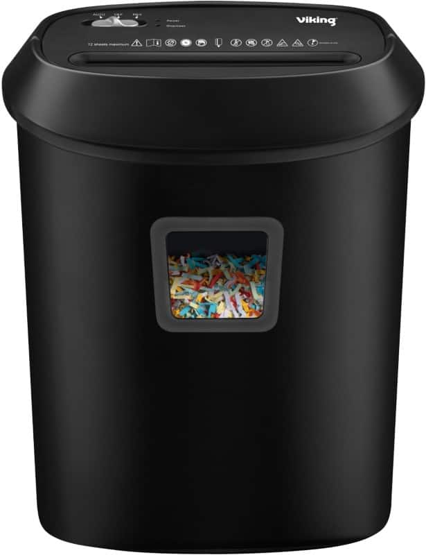 Destructeur de documents Viking 12 Feuilles Coupe croisée Niveau de sécurité P-3 25 L OS1201D