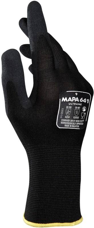 Gants de manutention Mapa Professional Ultrane 641 Nitrile Non poudrés Extra Large (XL) Noir 2 Gants 