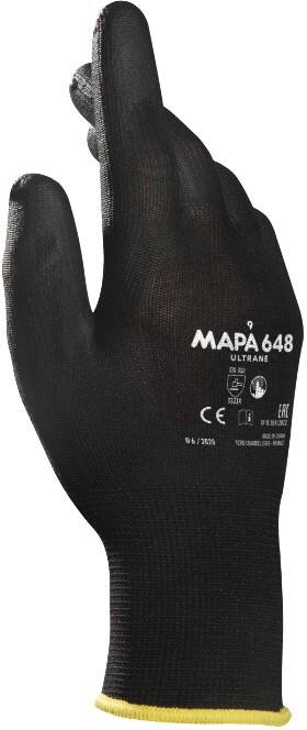 Gants de manutention Mapa Professional Ultrane 648 PP (Polypropylène) Non poudrés Taille 11 Noir 2 Gants 